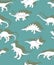 Seamless pattern with dinosaurs, dinosaurs white silhouettes