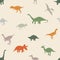Seamless pattern with dinosaurs silhouettes.