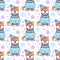 Seamless pattern with dog breed Shiba Inu