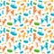 Seamless pattern of dog grooming