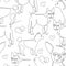 Seamless pattern with dogs drawn by one line. Boston Terrier and Chihuahua.