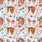 Seamless pattern with dogs-girls and women`s accessories