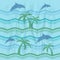 Seamless pattern with dolphins