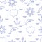 Seamless pattern with dolphins, anchors, steering wheels, waves, islands. Summer leisure
