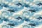 seamless pattern with dolphins on background of water and sea waves