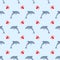 Seamless pattern with dolphins and balls