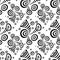 Seamless pattern with doodle abstract deformation circles in black on white