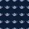Seamless pattern with doodle blue teapots silhouettes. Dark navy background print