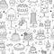 Seamless pattern with doodle cakes