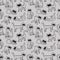 Seamless pattern with doodle cats. Background with funny domestic kitty in line art sketchy style.