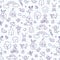 Seamless pattern with doodle children, house, summer, sun. Hand drawn funny little kids play, run and jump. Cute