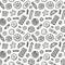 Seamless pattern with doodle cookies, waffles and candies.