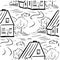 Seamless pattern doodle cozy suburban house