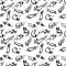 Seamless pattern with doodle dachshund. Background with sketchy