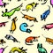 Seamless pattern with doodle dachshund. Background with sketchy