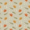 Seamless pattern, doodle flowers and small daisies on a light background. Prnt, background, textiles