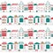 Seamless pattern with doodle houses. Abstract cityscape