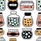 Seamless pattern with doodle jars