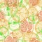 Seamless pattern with doodle juicy fruits