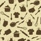 Seamless pattern with doodle kitchen utensils