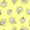 Seamless pattern with doodle lightbulbs