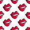 Seamless pattern with doodle lips.