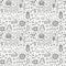 Seamless pattern with doodle outline Finland icons.