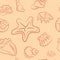 Seamless pattern. doodle shell set. Vector