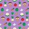 Seamless pattern with doodle style vegetables. Print for wallpaper, wrapping paper, textile background. Hand drawn