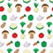 Seamless pattern with doodle style vegetables. Print for wallpaper, wrapping paper, textile background. Hand drawn