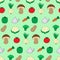 Seamless pattern with doodle style vegetables. Print for wallpaper, wrapping paper, textile background. Hand drawn illustration,