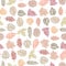 Seamless pattern of doodles colorful leaves of various deciduous trees