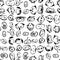 Seamless pattern of doodles of various emotional people faces