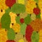 Seamless pattern with dotted autumn trees. Background in dotwork style. Pointillism painting technique. Dots and points. Van Gogh