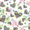 Seamless pattern of drawing doodle hearts