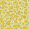 Seamless pattern of drawings of dandelion flowers.