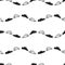 Seamless pattern of drawn abstract cars riding in wavy rows