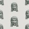 Seamless pattern of drawn ancient architectural detail in form of Egyptian face