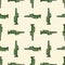 Seamless pattern of drawn evergreen desert cactuses