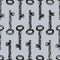 Seamless pattern of drawn old metal keys