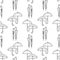 Seamless pattern of drawn open and closed umbrellas