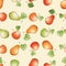 Seamless pattern of drawn ripe apples and pears
