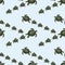 Seamless pattern of drawn sea turtles swimming in water