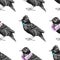 Seamless pattern with dressed up starling