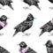 Seamless pattern with dressed up starling