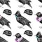 Seamless pattern with dressed up starling