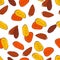 Seamless pattern of dried apricots and dates. Dried fruits seamless pattern of sweet dry fruit snacks. Vector desserts