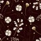 Seamless pattern with dried autmn flowers. Vector.