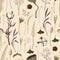 Seamless pattern with dried autmn flowers. Vector.
