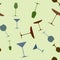 Seamless pattern of Drink and cocktail glasses . Design for cover menu, wine list or restaurant card